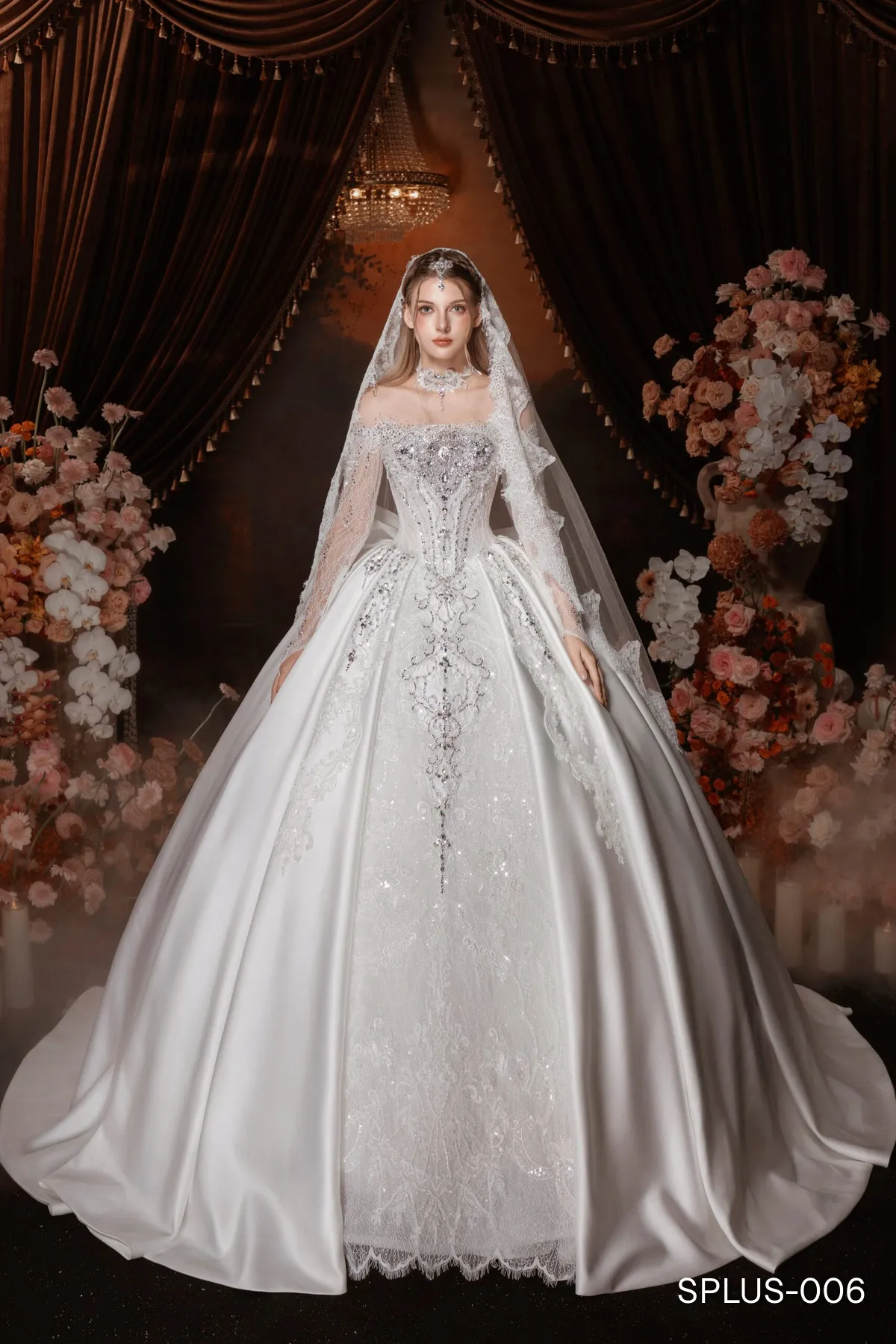 Ball Gown Dress – SPlus + vòng cổ + peplum nơ - Marie Bridal