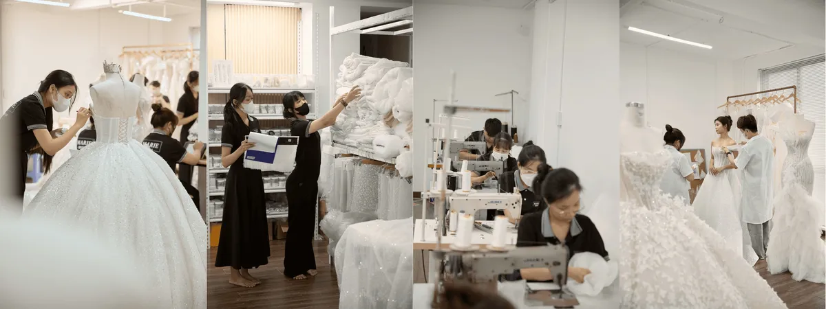 Xưởng may riêng của Marie Bridal ngay tại cửa hàng